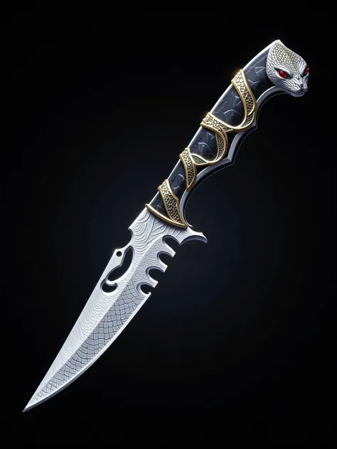 This snake - themed knife features a sharp and unique overall design. The blade is made of high - quality steel, glistening with a cold light. The surface is etched with delicate snake - scale patterns that extend from the handle to the tip. Each scale is ...