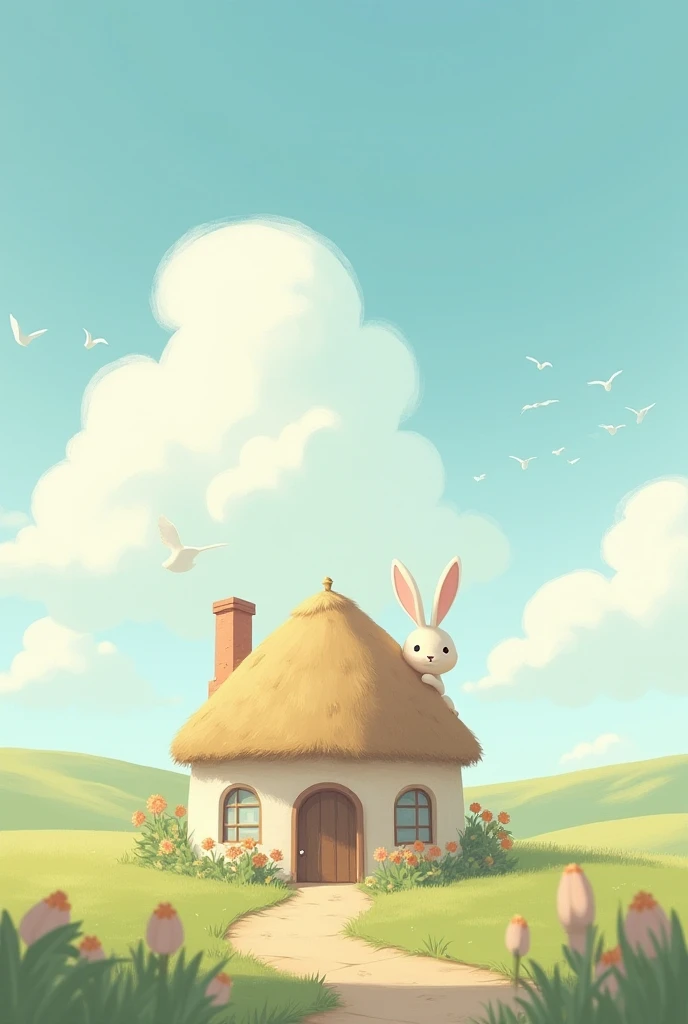 Background rabit house and sky