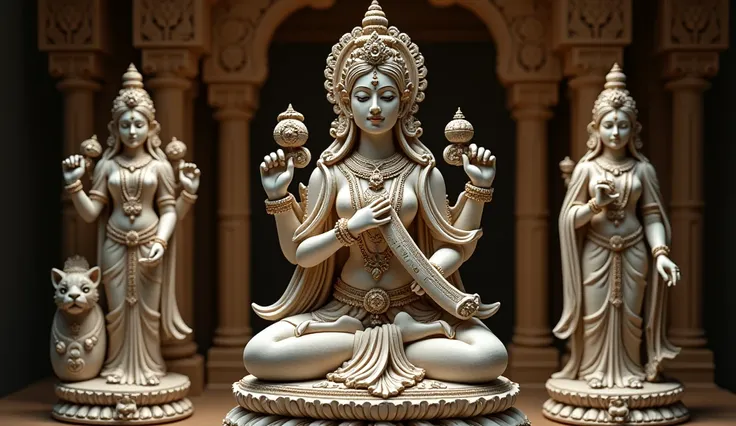 Marble or Panchdhatu (five-metal alloy) saraswati idols are considered highly auspicious