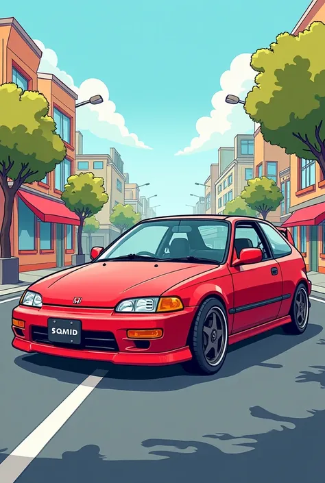 Honda ek9 cartoon art style