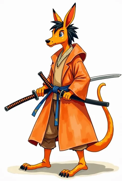 The cover of the novel, titled Croat the Swordsman, is a watercolor portrait of a samurai swordsman, a man with short black hair, an orange-brown coat similar to a kangaroo, but the house itself has a single black sword. Playful habits are friendly.