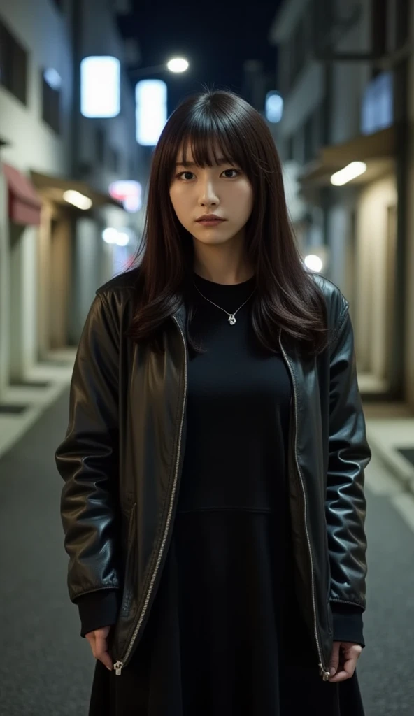 Japanese Gravure Idol, Setting: A back alley of a city at night or a corner of miscellaneous buildings. The asphalt is wet after the rain.



Description: Natsuki Abe stands with a somber expression on her face, as if she is staring off into the distance. ...