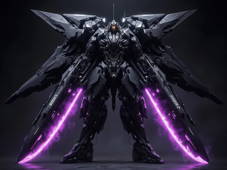  dark metal , purple glowing parts, powerful huge machine gun, four large-caliber barrels, large pen, example, smooth