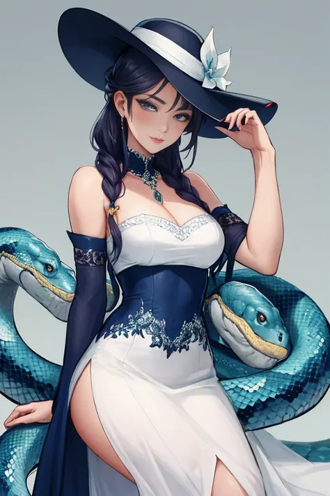  beautiful woman , dress 、snake、hat、