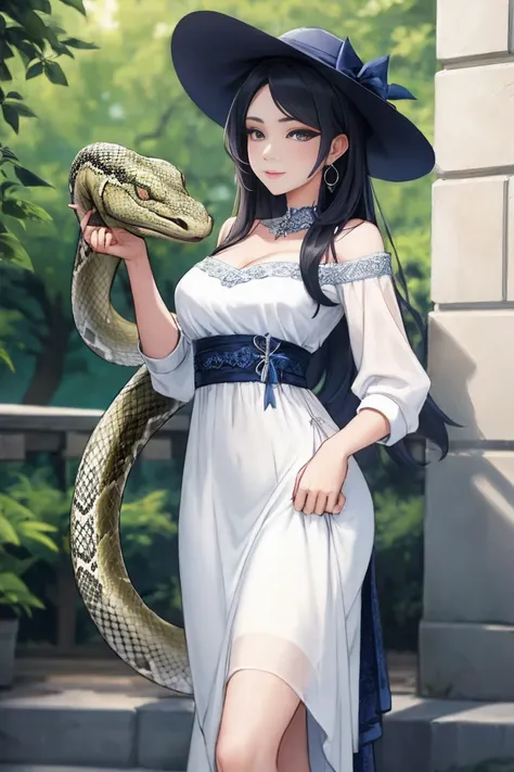  beautiful woman , dress 、snake、hat、