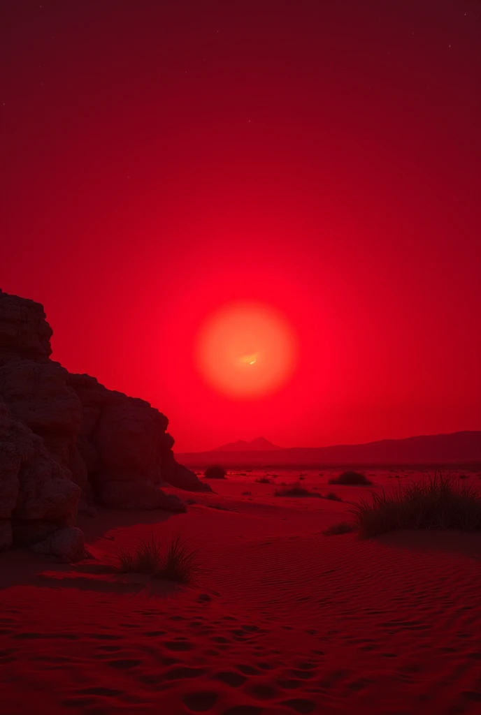 Desert in red light is an astrophotograph 