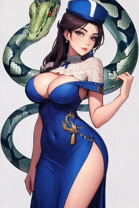  beautiful woman , dress 、snake、hat、