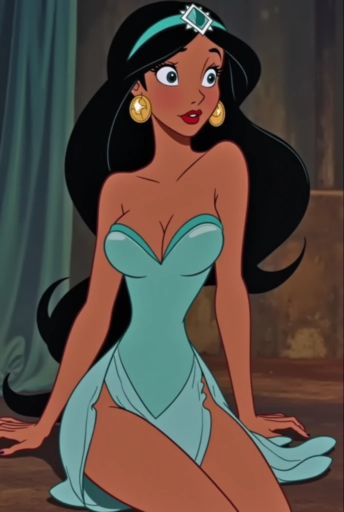 Princess Jasmine in light blue short dress having exploding orgasm forcingpushing maggotsdirectly outunder light blue short dress directly between legs