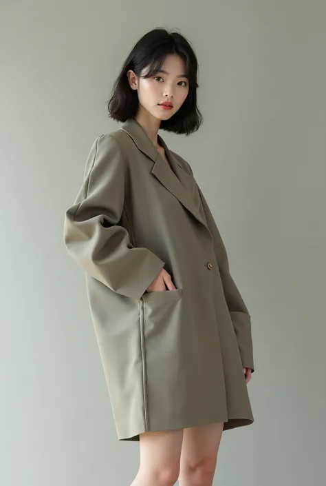 Young Korean babe wears a boxy dress 