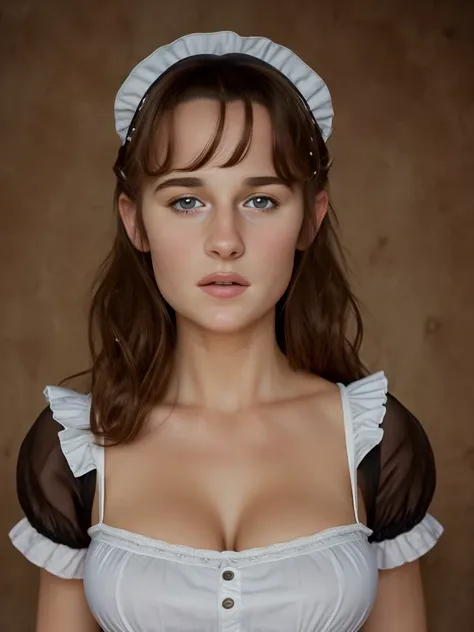 (best quality,4k,8k,highres,masterpiece:1.2),(ultra-detailed,photorealistic,photo-realistic:1.37), (((Clare))), ((french maid)), (very large bust size)