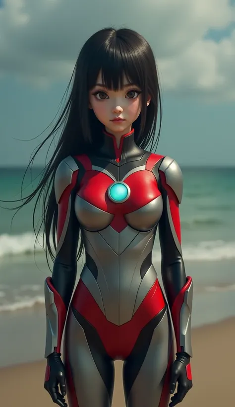 ( photorealism:1.2),  1 girl, Alone,  Ultraman, chest, big_chest