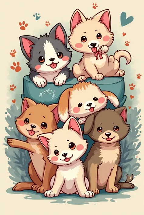 Cat puppies t shirt print