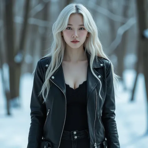  ((masterpiece,  top quality of talks,  high resolution,  photorealistic ,  very detailed CG unified 8k wallpaper)), (  A huge, beautiful goddess in a leather jacket shot a young beautiful woman ,  so sexy and hot,  Breathtaking Beauty,  Expiration Ratio, ...