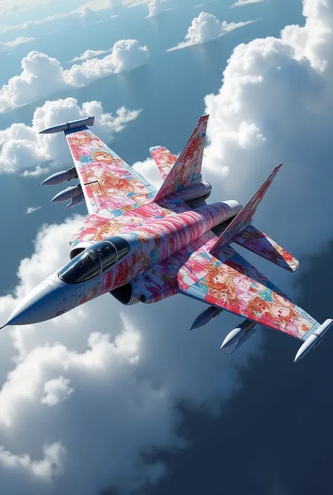 A fighter plane that has hot anime girls as a skin