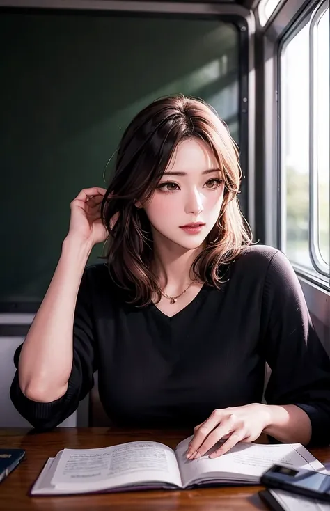 女性 teacher  , 
(((masterpiece))), ((   top quality of talks)), (( 複雑な  Details)), ((   surreal realism  )), ,   mature women,    mature women,    see through,     high definition  ,  illustration of a train, 1人の  mature women,     perfect hands  ,    Detai...