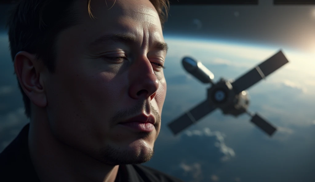 Make a thumbnail if Elon musk dead what happened background with settlite and tesla