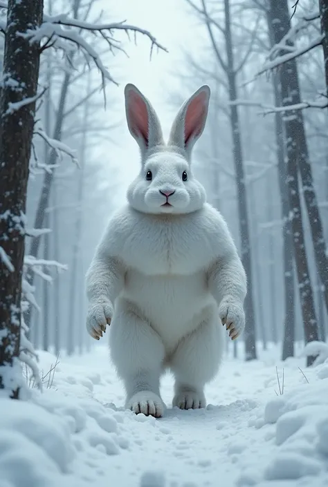 *Scene 2: Arrival of the Large Rabbit*
- *Setting*: Snow-covered forest, heavy snowfall continues