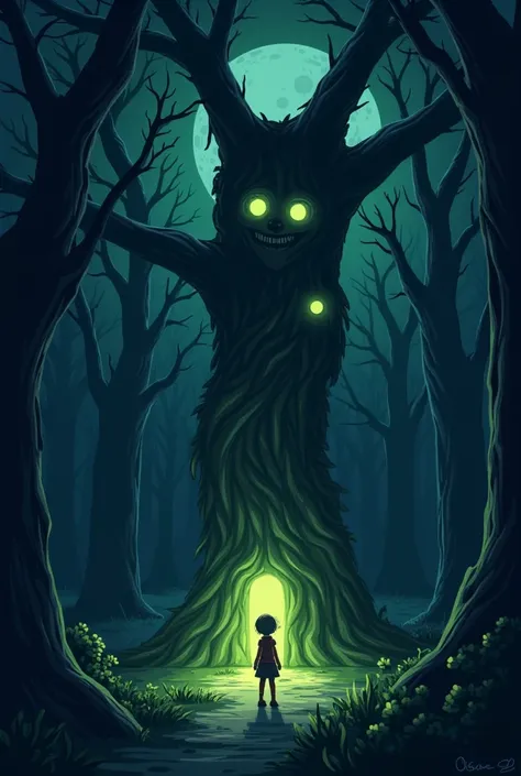 
Title: The Whispering Woods
Genre: Horror/Adventure (Cartoon)
Rating: PG

FADE IN:

EXT. DARK FOREST – NIGHT

The screen is pitch black. The sound of wind rustling through trees grows louder. A faint, eerie whisper echoes.

WHISPER (V.O.)
(soft, haunting)...