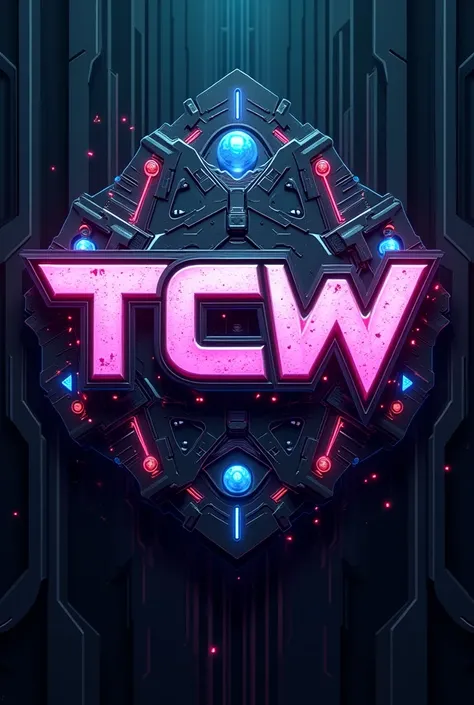 make a wrestling ring apron logo with the letters TCW in the style of cyberpunk