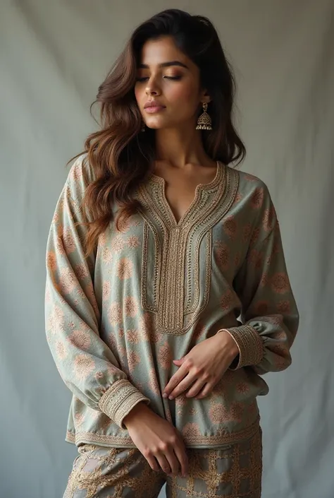 Unique design of shirts full sleeves wearing by Pakistani models different styles 