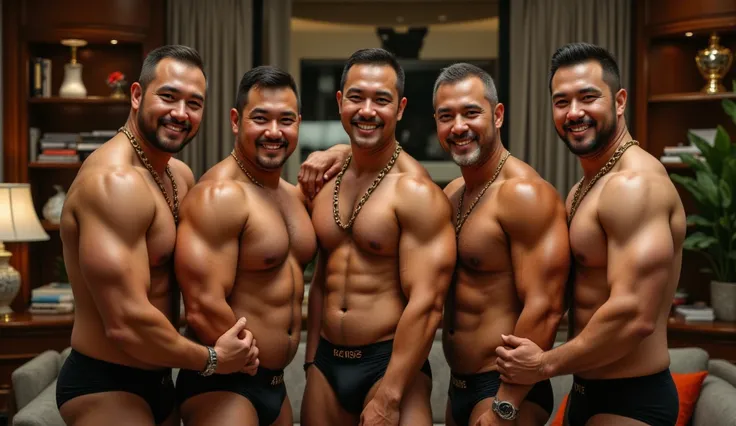 At Waikiki Beach、 souvenir photo、 detailed pictures, ultra-realistic , full body shot , (((5 handsome gay big brothers)))、 Homo Erotic 、I feel sexy pheromones、(Mejor calidad,4K,8k, high resolution,masterpiece:1.2), Super Detail,( realistic,photo realistic,...