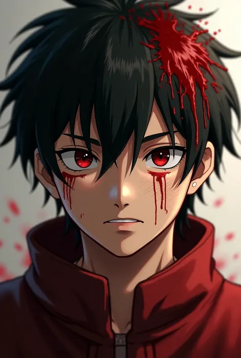 Creat tanjiro image as realistic person with blood on his head