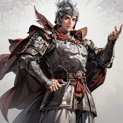 ( top quality,4K,8k, high resolution,masterpiece:1.2),super detailed,(super fine illustration),(((Handsome wearing an armor helmet drawn in an anime-style illustration ))),20 years old,Heroes of the Three Kingdoms,((Beautiful neutral boy :1.2)), beautiful ...