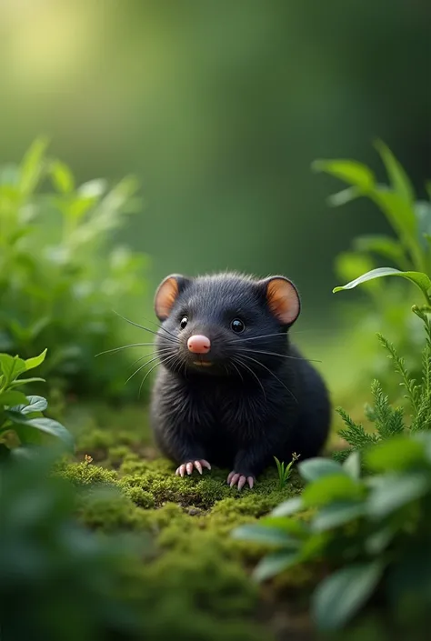  high quality,  8k Ultra HD , маленький a mole на зеленом фоне для референса, black small, Cute, a mole,