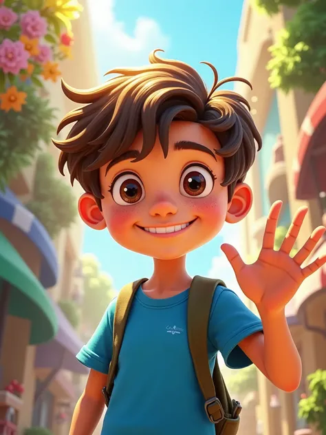 A bright and colorful scene with Gael, the young boy with brown hair, brown eyes, freckles, and a blue shirt, smiling and waving at the viewer. The text reads: “Not everyone who wants to help you will do what you expect… Follow our channel for more Gael’s ...