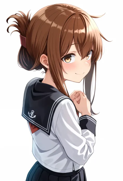 top quality,  Amazing Quality ,   very aesthetic  ,   is ridiculous,
 1 girl, Lightning \( Kantai Collection\),  Hair,  summary hair ,  long hair,  brown eyes,,  long hair,  Hair,  brown eyes,  Folded Ponytail , Lightning ( Kantai Collection),  skirt,  sc...