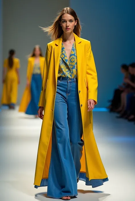  On Ukrainian fashion catwalks ,  the yellow-blue trend quickly gained popularity ,  becoming a powerful symbol of national identity and resilience .  Combining calm and deep blue ,  evoking sky and tranquility , with vibrant yellow ,  bringing both wheat ...