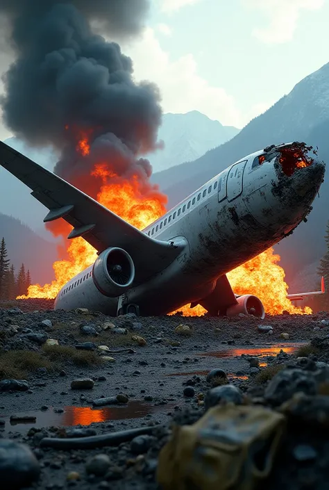 Plane crash realistic with fires