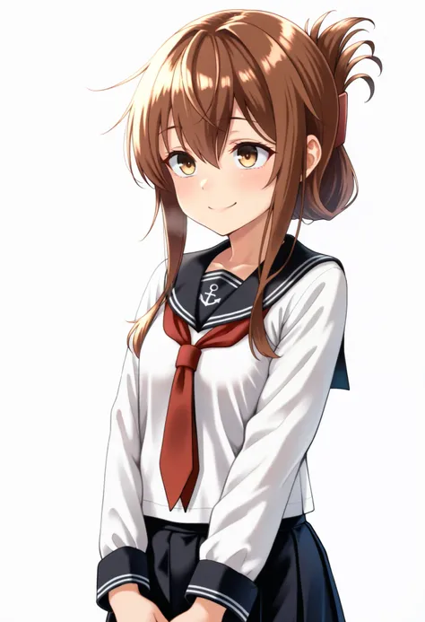  top quality,  Amazing Quality ,   very aesthetic  ,   is ridiculous,
 1 girl, Lightning \( Kantai Collection\),  Hair,  summary hair ,  long hair,  brown eyes,,  long hair,  Hair,  brown eyes,  Folded Ponytail , Lightning ( Kantai Collection),  skirt,  sc...