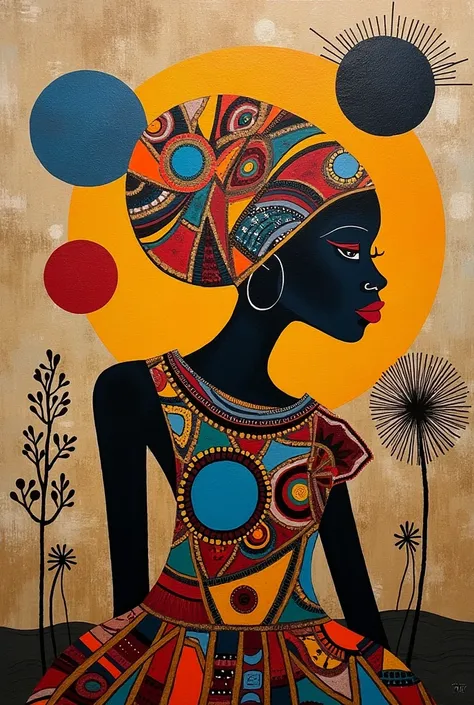 create for me abstract painting with visual that are showcasing the essence of African culture and tradition to the world showcasing the global culture of humanity