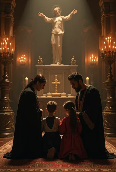 Orthodox family praying