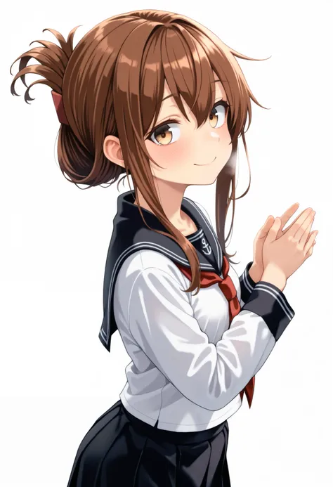  top quality,  Amazing Quality ,   very aesthetic  ,   is ridiculous,
 1 girl, Lightning \( Kantai Collection\),  Hair,  summary hair ,  long hair,  brown eyes,,  long hair,  Hair,  brown eyes,  Folded Ponytail , Lightning ( Kantai Collection),  skirt,  sc...