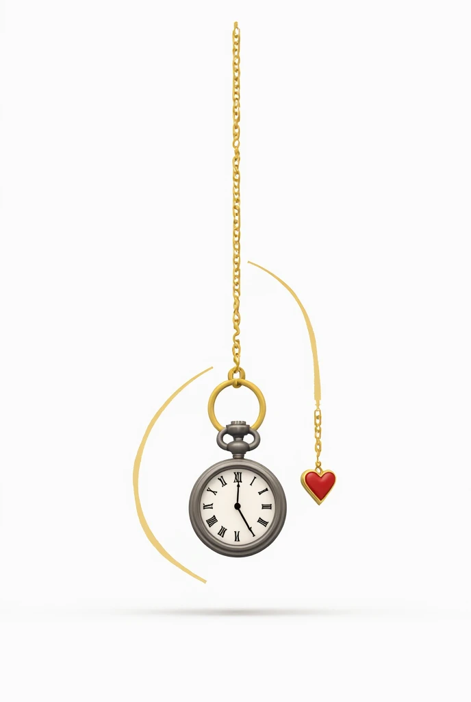 Achieve : "The Keeper of Time"
 style :  Cartoon minimalism .
background :  Pure white background without textures and details .
object :
 Round dial pocket watch .
chain от часов,  curved in an arc next to the watch .
 On the chain is a small heart-shaped...