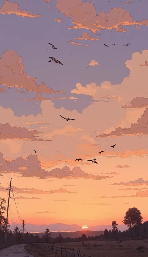 cloud　Sunset　Migratory birds