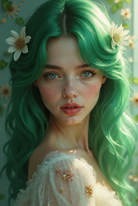 Pretty girls with green hair 