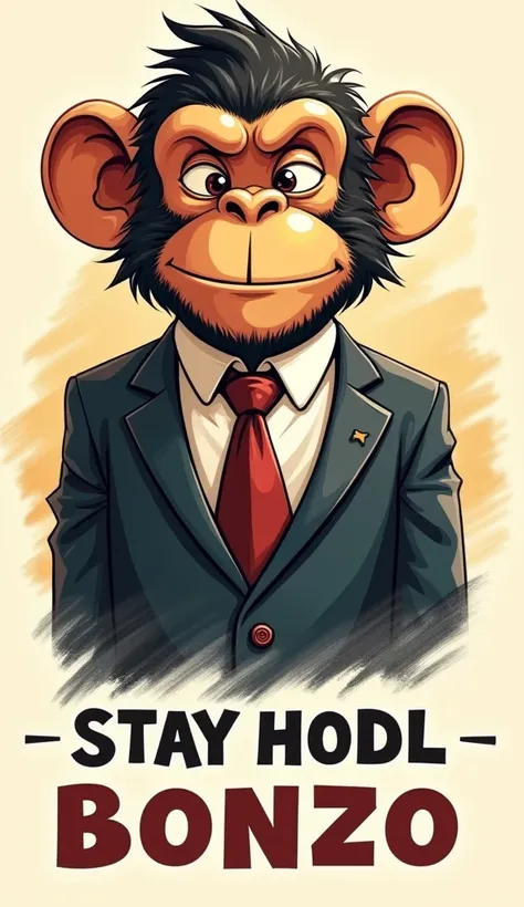 Create the image of a cryptocurrency trader's monkey, Add text “GM BONZO, STAY HODL BONZO” , High Resolution, High Resolution, Simple background, UHD, Carl Larsson,