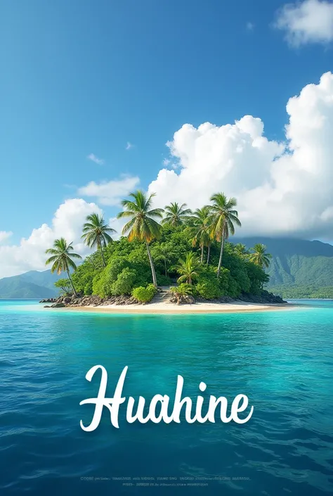 Huahine Island with Huahine writing with nice writing in A6 size