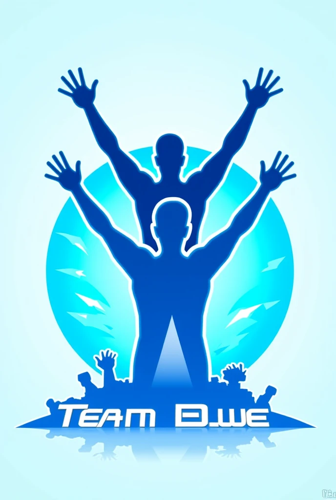 Team blue overcomers logo with a person raising both of their arms with text