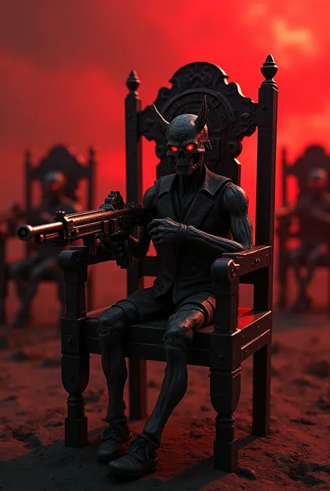 Many demonic chairs with machine guns