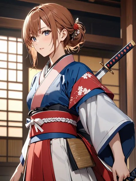  Edo period, samurai, ( Misaka Mikoto), whole body, masterpiece:1.5, masterpiece, highest quality, UHD, retina, masterpiece, accurate anatomy, super detailed, high quality, best quality, 8k