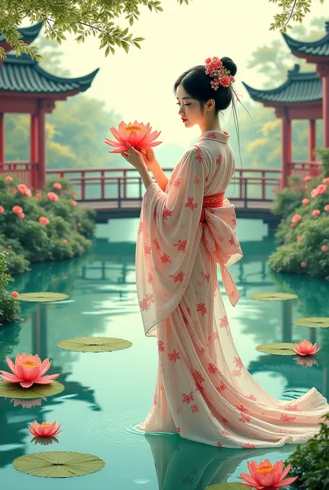 Water Lily pick up a girl in oriental