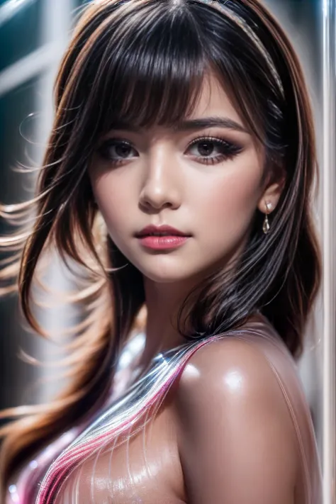 Realistic (photorealistic Realism), (high resolution), ((intricately detailed digital art)), professional photography, ((portrait)) a cute 1 Female, European, (ultra realistic texture details: velvety skin, hair),((sharp focus, no blurr eyes, high resoluti...