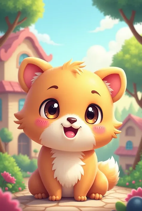 Image of a cute  in a colorful cartoon