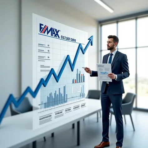 A graph showing property value rising, with a RE/MAX agent holding a valuation report. The scene conveys accurate property valuation to maximize selling price