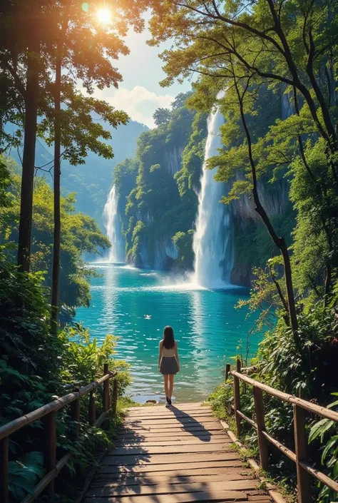 (masterpiece,    top quality:1.2), Italian style abstract painting,rough sketch,no humans, Plitvice Lakes,Rustic Promenade , beautiful lake above lake water,Running Water,Beautiful Underwater,dynamic、Water surface reflection,anime background, cinematic lig...