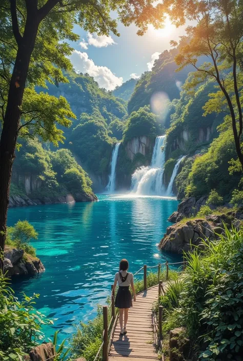 (masterpiece,    top quality:1.2), Italian style abstract painting,rough sketch,no humans, Plitvice Lakes,Rustic Promenade , beautiful lake above lake water,Running Water,Beautiful Underwater,dynamic、Water surface reflection,anime background, cinematic lig...